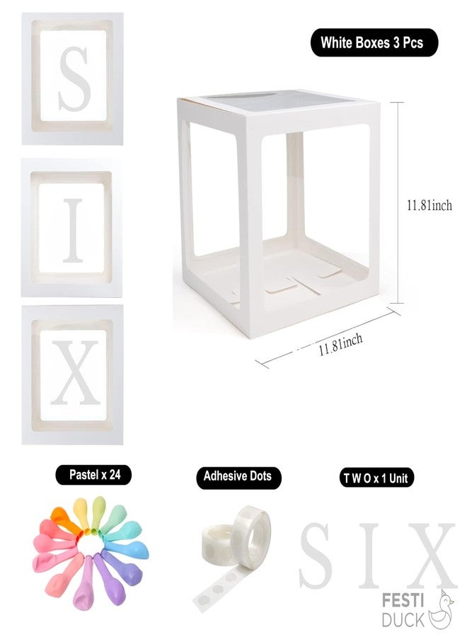 Festi Duck 'SIX' Balloon Box Set - Stylish Lettered Decor for sixth Birthday & sixth Aniversary Celebration (SIX Birthday Box) 28 pcs set (Pastel Rainbow) - Image 3